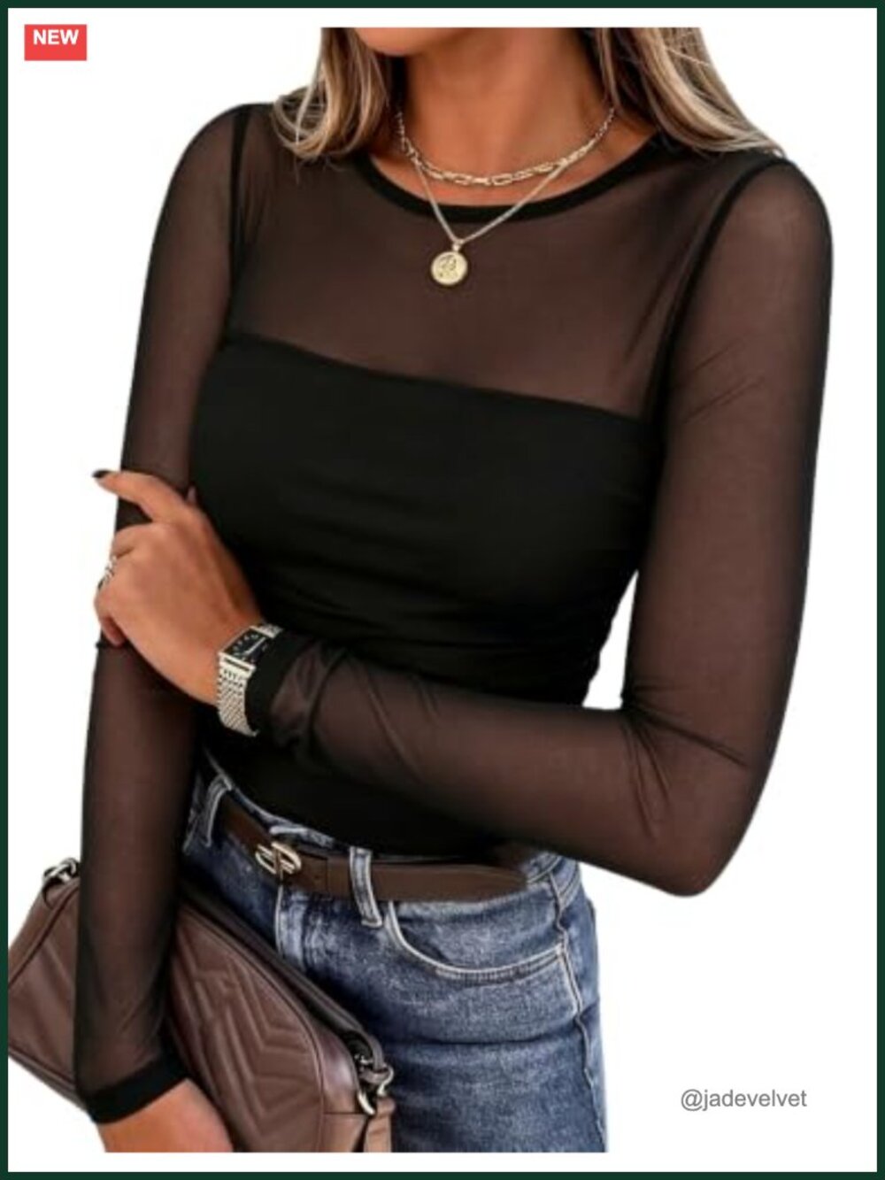 Sheer Mesh Long Sleeve Blouse Sexy Going Out Top Women